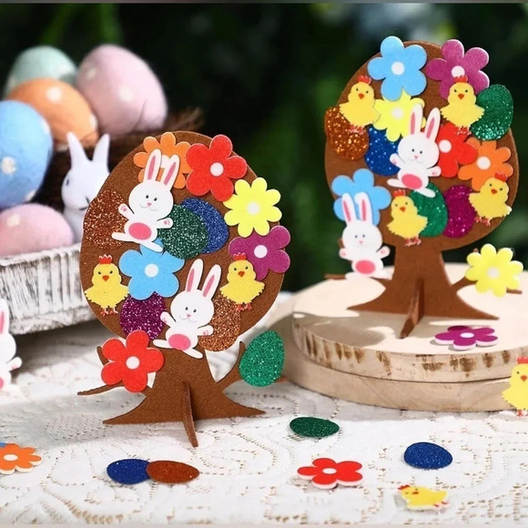 🆕 424 Pcs 3D Easter Egg Tree Felt Stickers Set - Picture 1 of 5